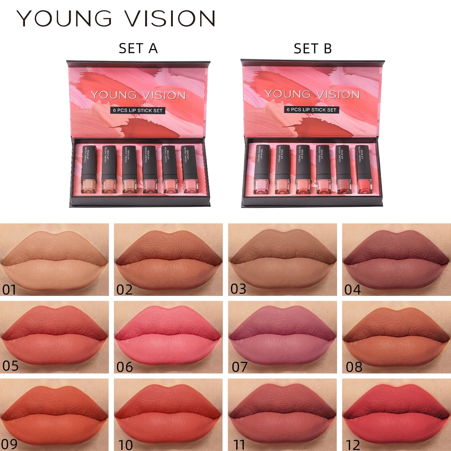 6 pcs /set matte lipstick